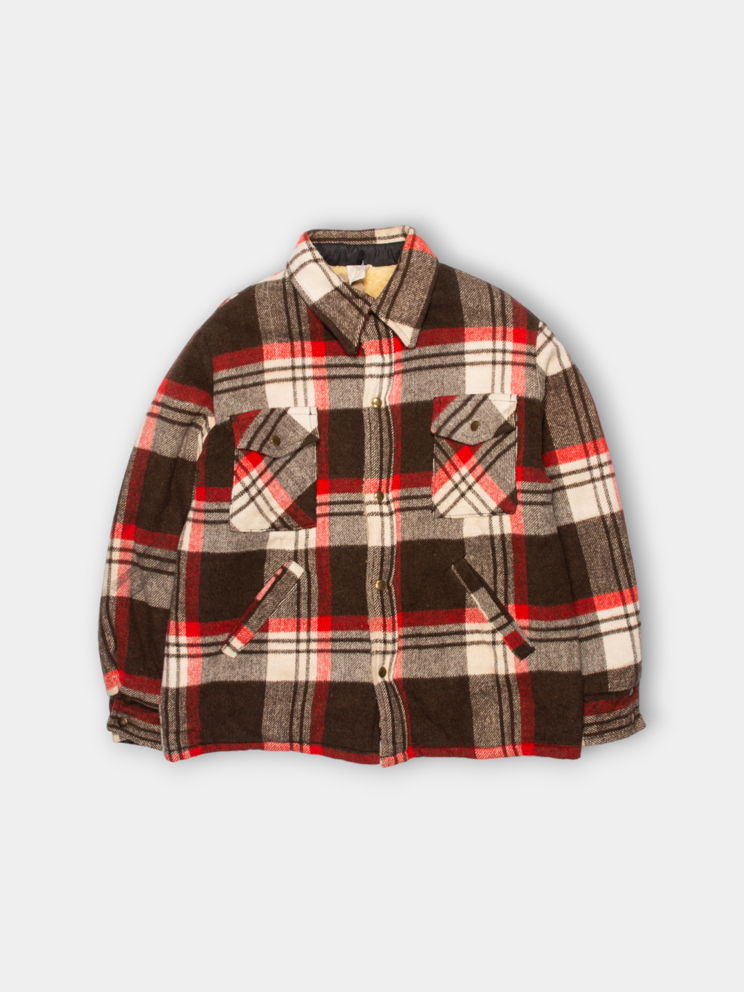 70s Heavy Flannel Wool Shirt Jacket (M)