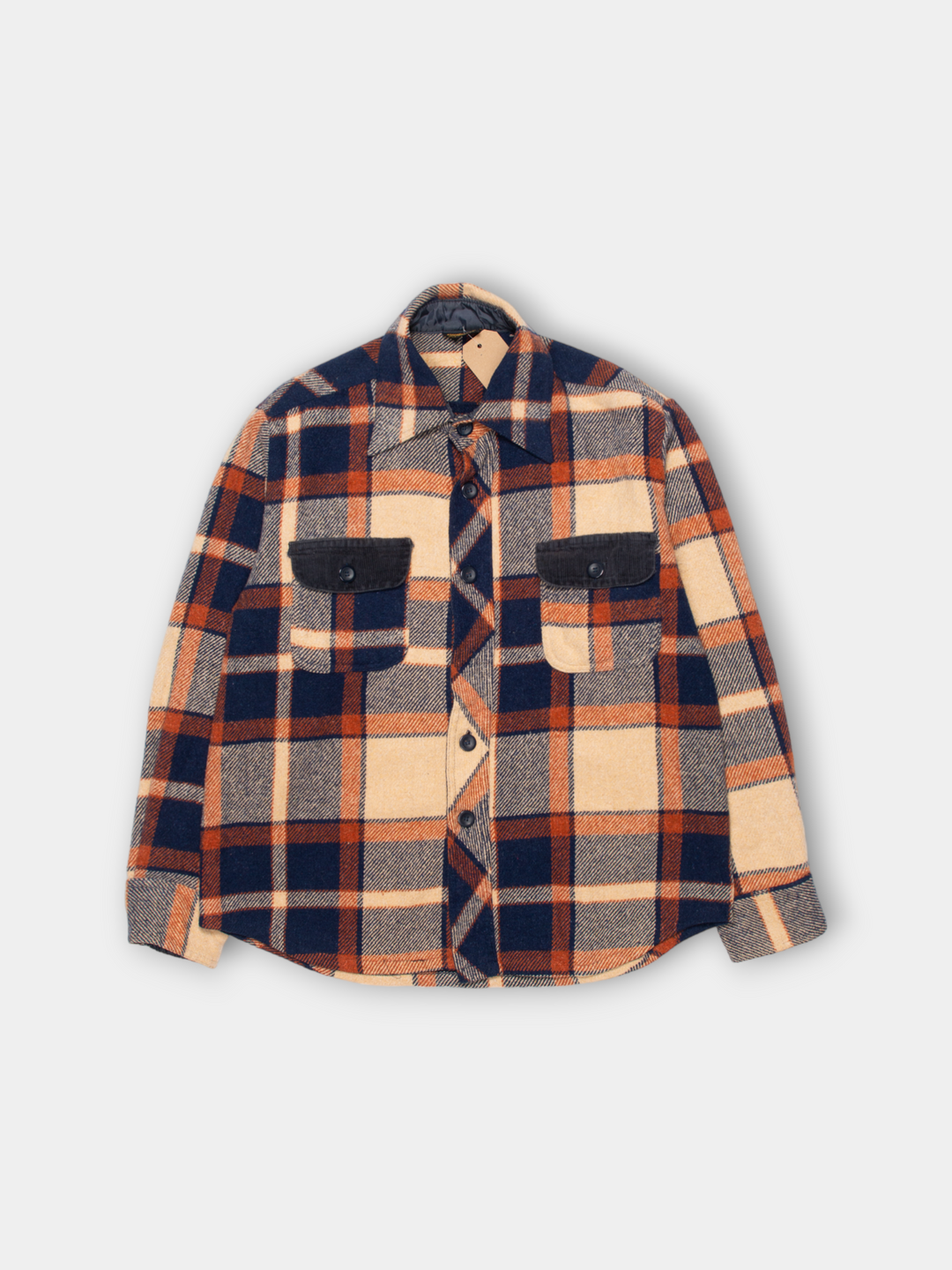 70s Sears Heavy Flannel Wool Shirt Jacket (L)