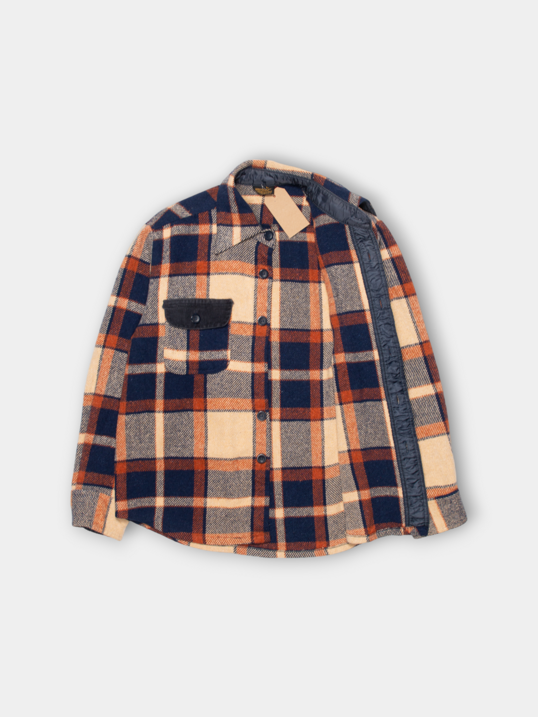 70s Sears Heavy Flannel Wool Shirt Jacket (L)