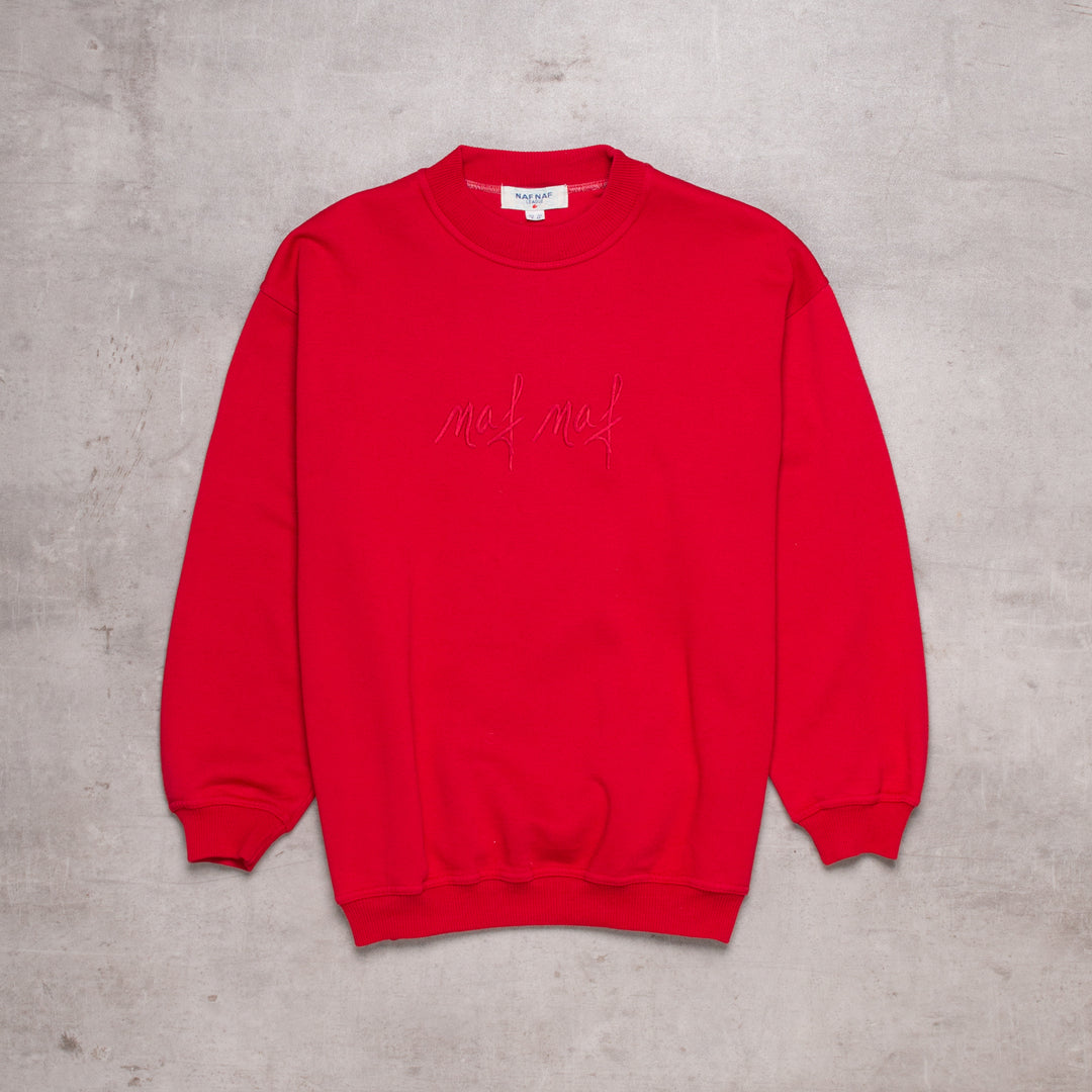 90s Naf Naf Deep Red Spell Out Sweat (S)