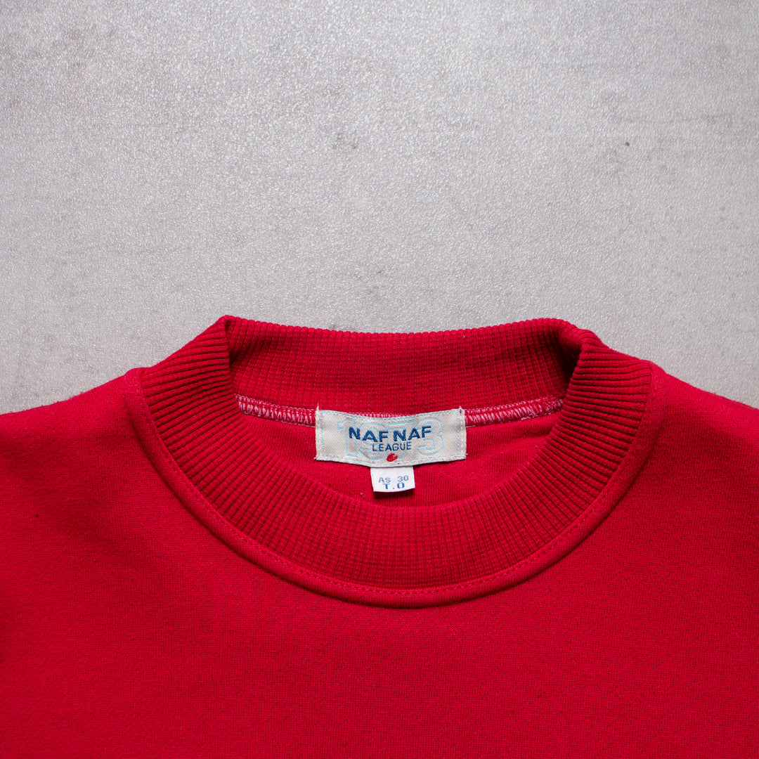 90s Naf Naf Deep Red Spell Out Sweat (S)