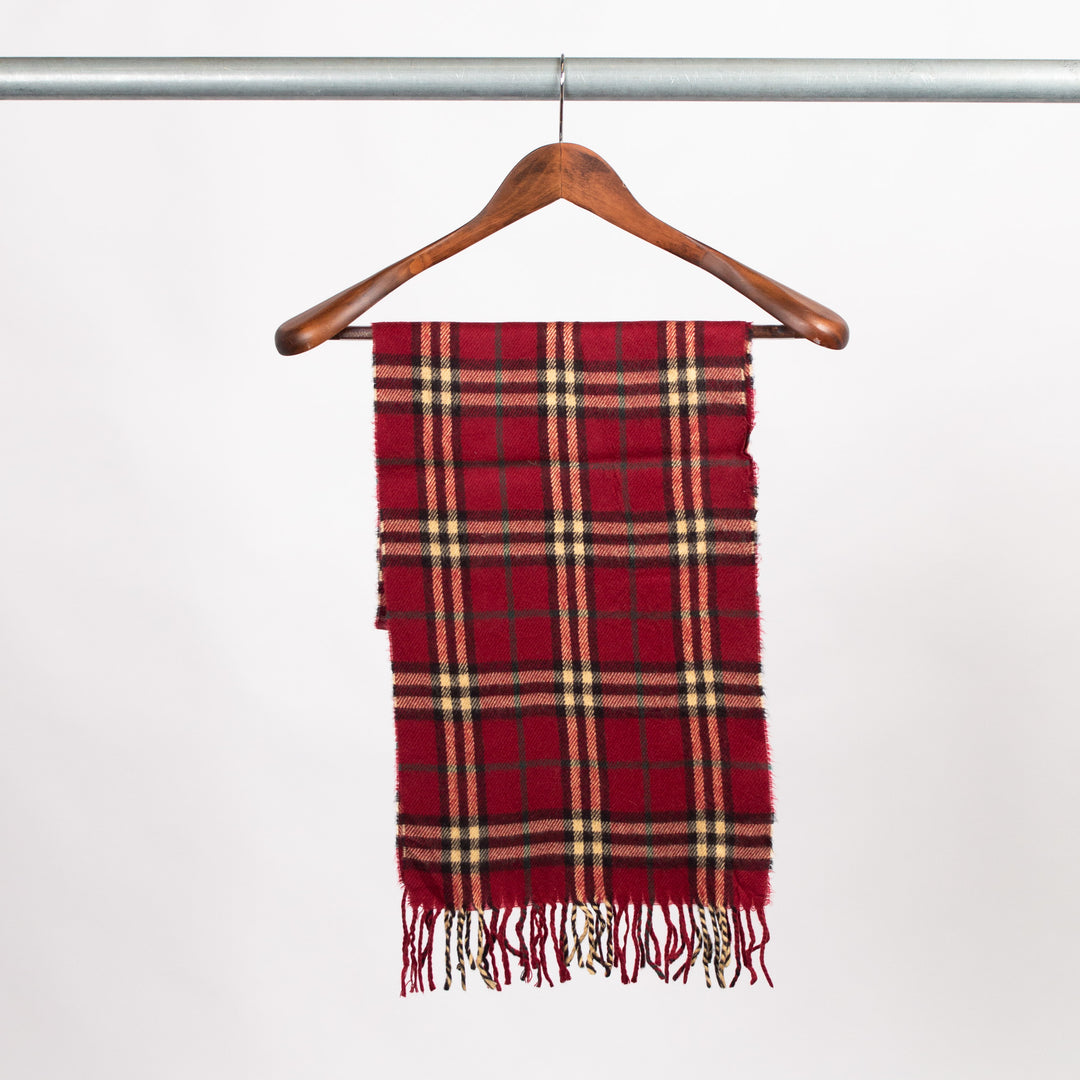 Vintage Burberry Maroon Check Scarf